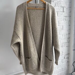 Totême Cardigan XS | Merino Cotton Ribbed Open Front Sweater Pockets
